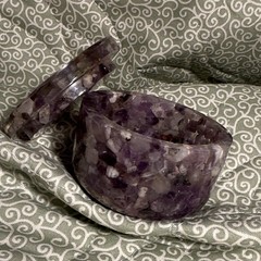 Amethyst Stone Round Jewelry Box Trinket Box with Lid for Jewelry