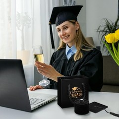 2.8 Inch Graduation Cap Ring Box with Gift Bag and Card, Velvet Ring Organize…