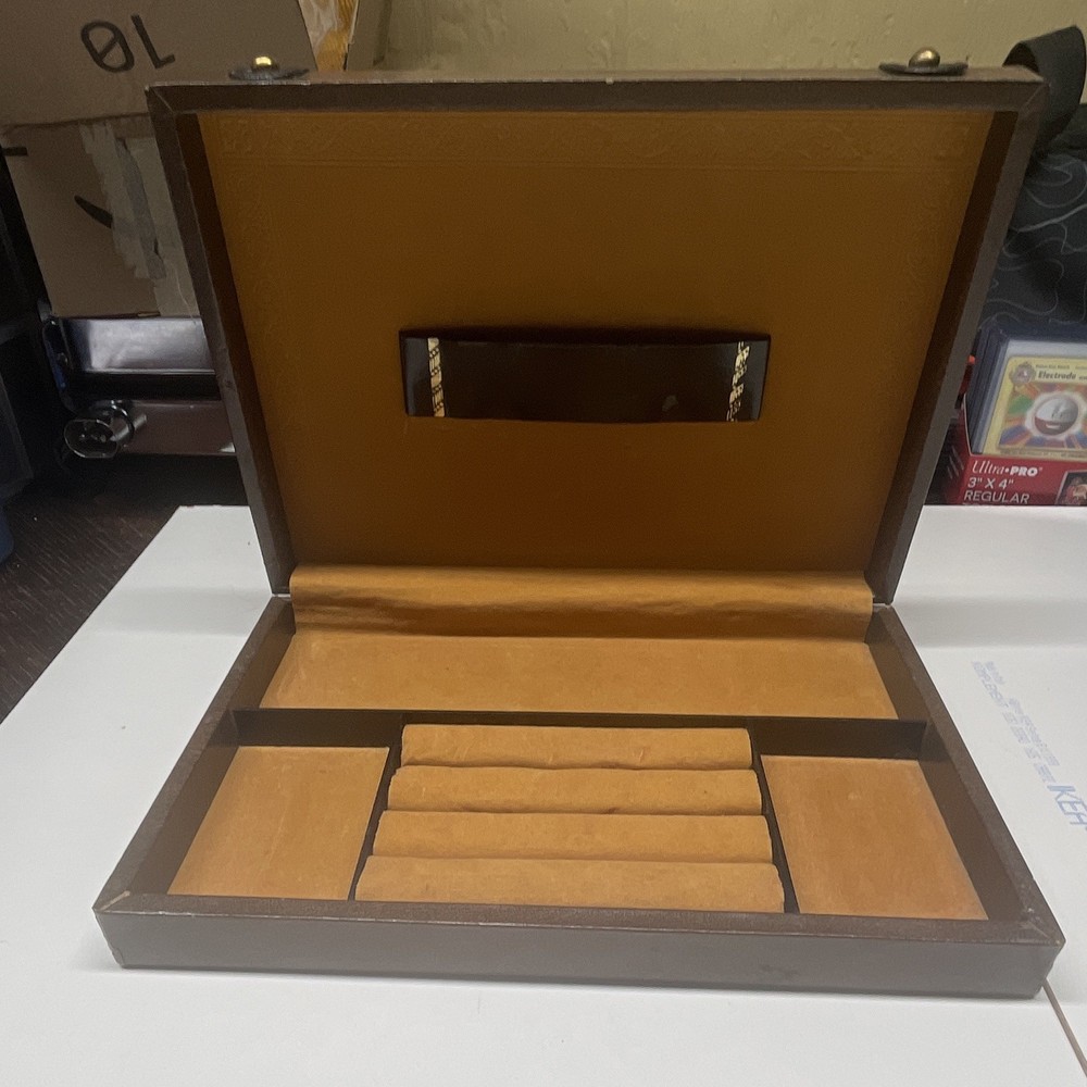 Vintage Dante Velvet Lined, Men’s, Faux Leather Jewelry Box, Great Patina