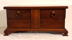 Rare MCM ’70’s Stickley Cherry Jewelry Box 2 Felt Lined Swinging Drawers