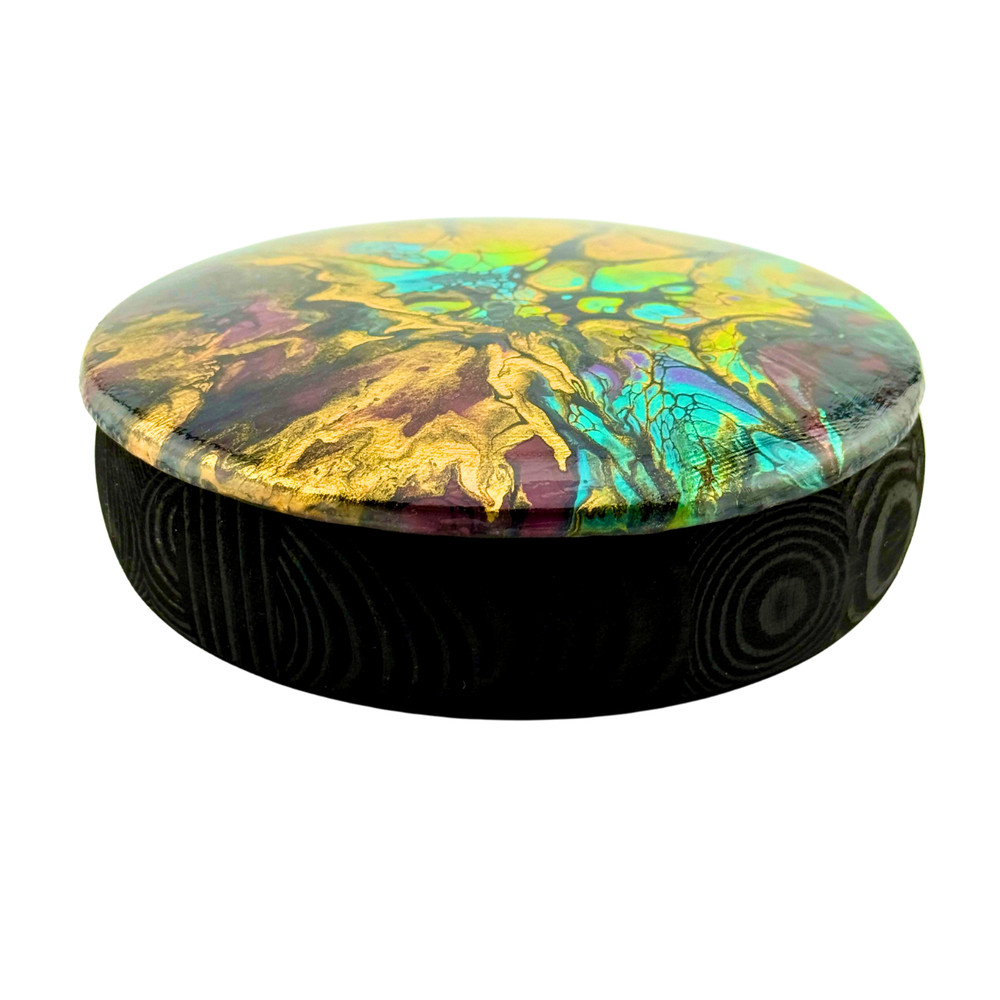 Jewelry & Trinkets Box “Golden Blue Agate” Handpainted & One of a Kind