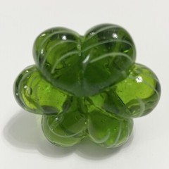 Elegant Art Glass Ring Valet Handcrafted Teardrop Green w White Swirls New 2.5”