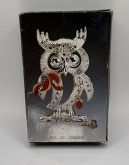 Vintage Beautiful Silverplated Owl Earring Holder With Original Box! 5”