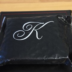 Kalifano Black Fabric Jewelry Pouch Monogram K Flat Unisex Adults B08PF8Q8XF