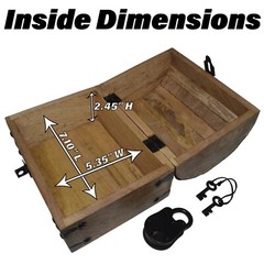 Pirate’s Treasure Chest Wooden Nautical Jewelry Box with Functional Lock and Key
