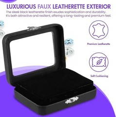 Novel Box Black Leatherette Glass Top Gem Box Loose Stone Jewelry Case Display