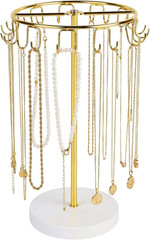 Necklace Holder Organizer with 21 Hooks, Metal Necklace Stand with Weighted Base