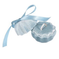 Velvet Ring Box, 2.36 x 2.13 Inch Pumpkin-Shaped Ring Bearer Box, Light Blue