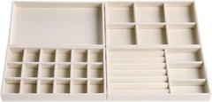 Velvet Jewelry Organizer Drawer Inserts Set of 4 Beige 8 Inch Storage Display
