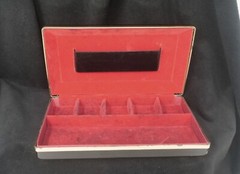 Vintage Faux Alligator Skin Jewelry Box Red Interior 9″ by 5″