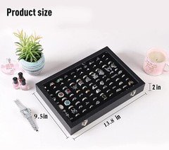 Black 100 Slots Ring Organizer Box,Ring Display Case Boxes with clear lid