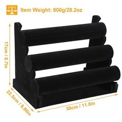3-Tier Bracelet Display Stand Watch Holder Velvet Jewelry Bangle Rack Organizer