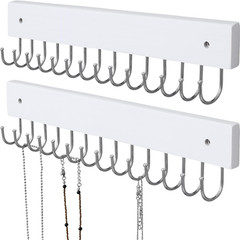 Hanging Jewelry Organizer Wall Mounted, Modern Jewelry Display with 28 Hooks, De