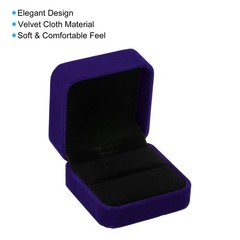 2pcs Velvet Ring Box Double Slot Wedding Ring Jewelry Holder Style 1 Purple