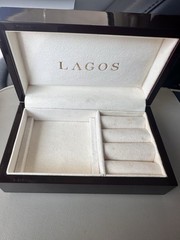 Lagos Wood Jewelry Box Velvet Lined Organizer, 5 Ring Slots, Bracelet