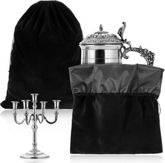 2 Pcs Large Silver Storage Bags anti Tarnish Cloth Jewelry Drawstring Pouch (30″