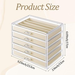 kenaeooe 5 Drawer Acrylic Necklace Holder Organizer, Clear Transparent