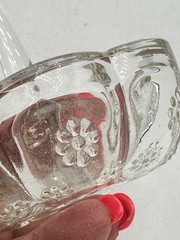 Vintage Glass Ring Holder Scalloped Edges Floral Design 3″ Diameter Pretty EUC!