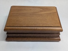 Vintage Small Lined Wooden Jewelry Box w/ Mirror 7 x 6 x 3″ Ring Holding Trinket