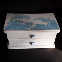 Dolphin Wood Jewelry Box ( CHECK PHOTOS )