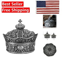Charming Small Zinc Alloy Jewelry Box with Crown Design – Perfect for Rings