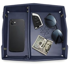 Valet Tray Organizer for Men & – PU Leather Catch All Tray with Removable Div…
