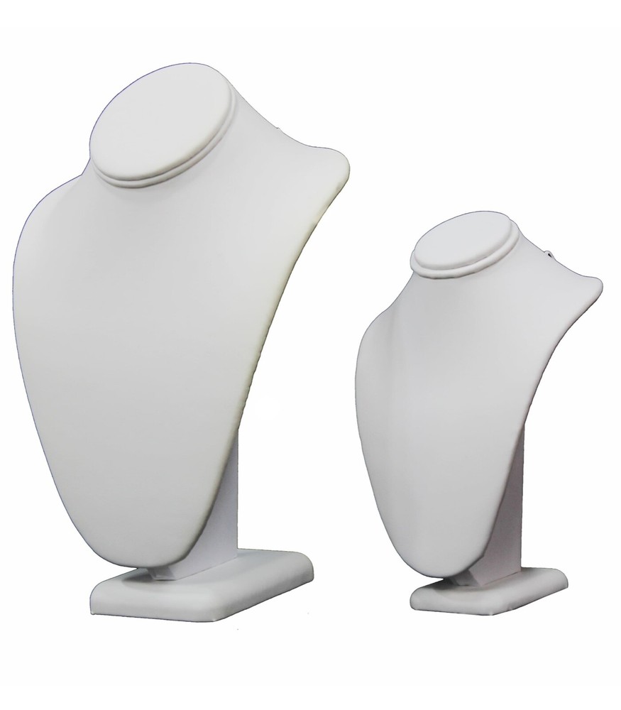 White Leatherette Necklace Display Bust Jewelry Chain Display Holder Neckform