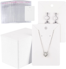 150 Set Earring Holder Cards Necklace Display Cards with 150Pcs Bags for Selling