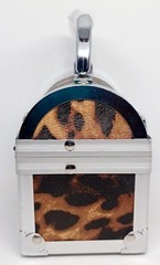 Brown Leopard Pattern 2-Layer Jewelry Organizer Faux Leather/Aluminum Red Lining