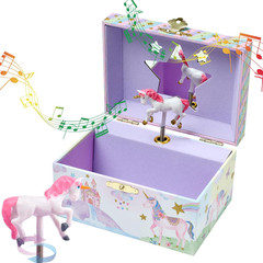 Musical Jewelry Box for Girls with Spinning Unicorn, Glitter Rainbow and Stars D
