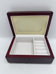 Vintage Rosewood Jewelry Box Measures 6”x4.5”x2.5” Ivory Compartment Clean