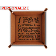 Personalize-Engraved-1st anniversary gifts – Leather Valet Tray(Rawhide)
