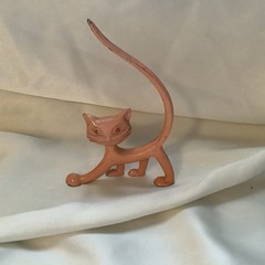 VTG Metal Ring Holder Revere Made In USA 4 1/4 “ High, Glass Eyes