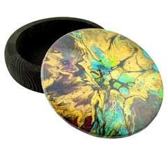 Jewelry & Trinkets Box “Golden Blue Agate” Handpainted & One of a Kind