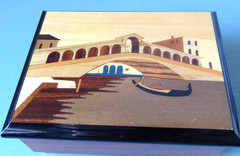 VTG Sorrento Jewelry Music Box Inlaid Wood Venice Italy Funiculi Funicula READ