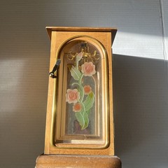 Vintage Commodore Collection by Rosalco Wood Jewelry Box Floral Glass Door