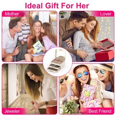 3‑Layer Jewelry Box with LED Mirror – PU Leather Organizer with Drawers for Ring
