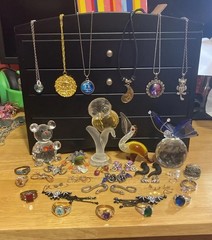 Jewelry Box Black Large jewelry organizer necklaces earrings and rings lot