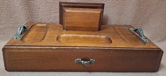 VINTAGE WOODEN VALET, JEWELRY BOX, RING HOLDER, Metal Handles & Drawer Pull