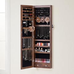 JHK Full Length Mirror Jewelry Cabinet w/ 6 LED Lights,Wall Mounted/Door Hanging