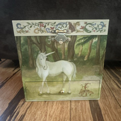 Whimsical Enchantmints ‘The Unicorn’ Music Wooden Jewelry Box w/ Mirror/Drawers