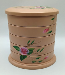 Vintage 5-Tier Swivel Tower Wooden Jewelry Box Calgon Flex Zorb Lined Organizer