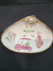 CLAM Shell-Ring /Jewelry Dish hand painted gold theme