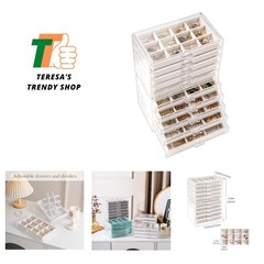 Earring Holder Organizer Box Jewelry Storage with 10 Drawers, Clear Acrylic S…