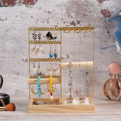 4-Tier Jewelry Holder Organizer with 48 Holes for Earing & 6 Hooks for Necklace
