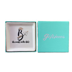 Graduation Jewelry Tray Initial B Ceramic Ring Dish Inspirational Gift for Her