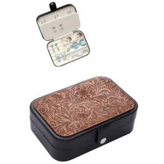 TOOLED ~ EMBOSSED ~ SQUARE ~ JEWELRY ~ BOX