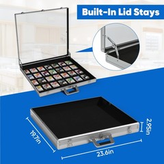 Locking Aluminum Display Case Clear Top Showcase F Card Jewelry Coin Trade Show