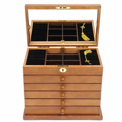 Large Jewelry Box 6-Tier Jewelry Organizer Multi-functional Storage Case Mirror
