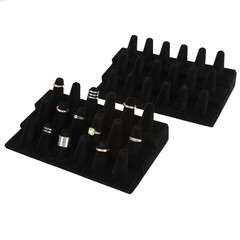 Foraineam 2 Pack Finger Ring Display Black Velvet 18 8.5 x 4.8 Inch,